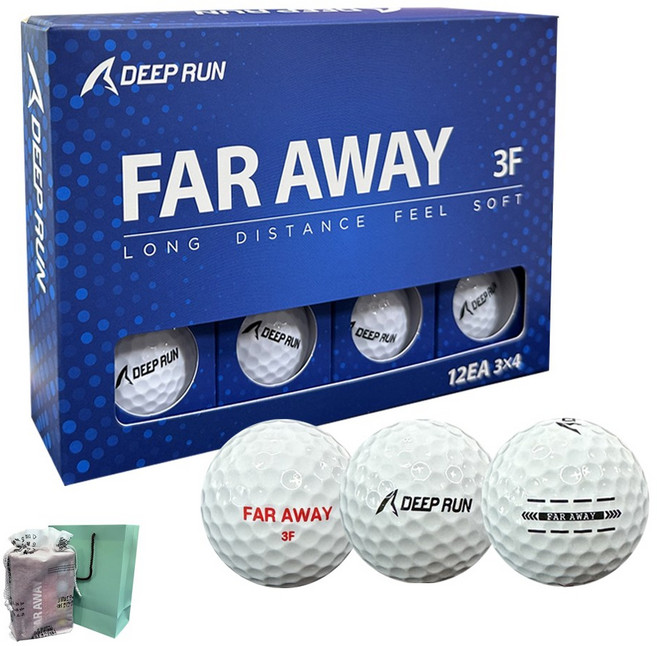 고저스 골프 딥런 팔어웨이 소프트 고반발 비거리 장타 2피스 3피스 삼선 퍼터선 유광 골프공, 1세트, FAR AWAY 3F 3피스+선물포장