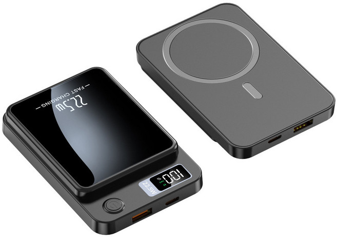 MagSafe新款 無線磁吸行動電源 22.5W快充 20000mAh超薄小巧行動電源, 黑色【22.5W有線充+15W無線充】, 黑色1, W16行動電源