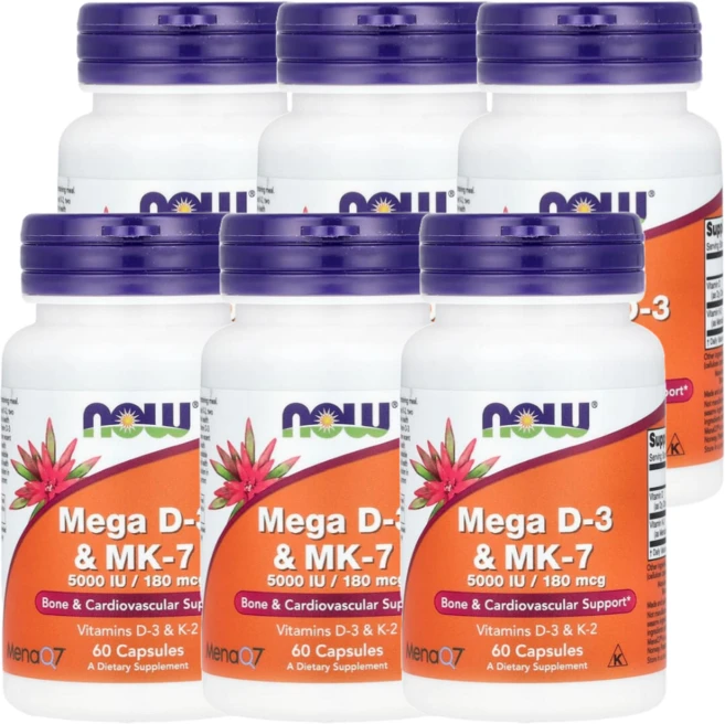 나우푸드 메가 D-3 & MK-7 60캡슐 6통, 60정 - 쿠팡