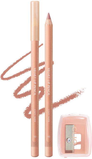 클리오 벨벳 립 펜슬 기획세트 (본품+샤프너 구성), 010 코지누드, 1.45g, 1개