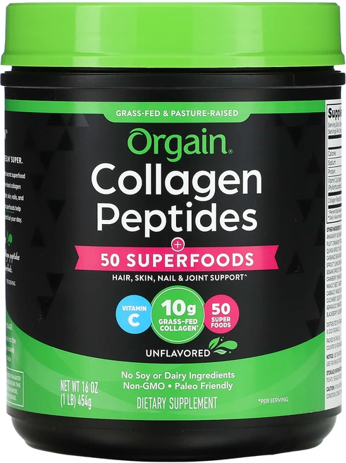 Orgain 콜라겐 펩타이드 50가지 슈퍼 푸드 함유 무맛 454g(1lb), Orgain콜라겐펩타이드50가지슈퍼푸드함유무맛454g1, 454g, 1개 - 쿠팡