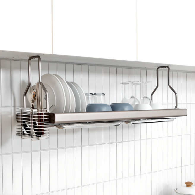 로긴 듀코 부착식 식기 건조대 840, 1단, 흑니켈, 1개