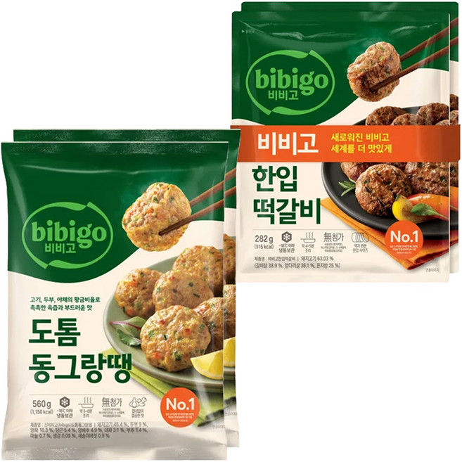 CJ 비비고 도톰동그랑땡 560g X 2개 + 한입떡갈비 282g X 2개, 1세트, 1.684kg