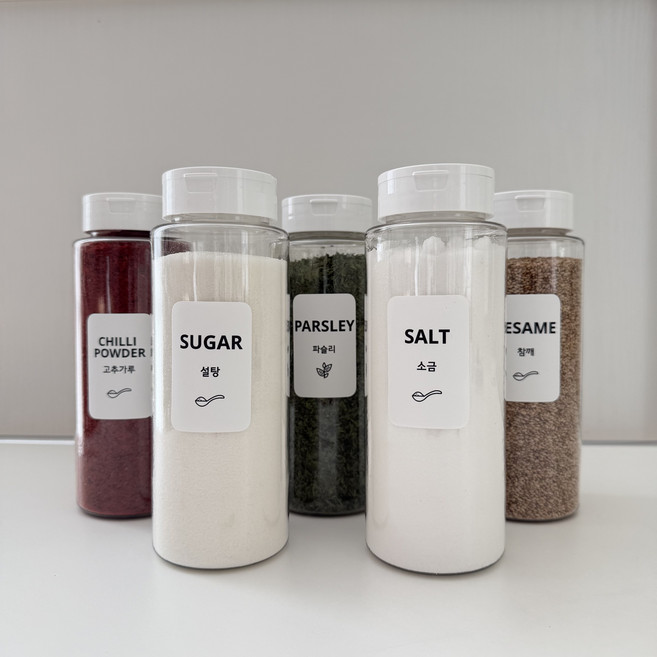 플레이트라벨 BPA FREE 국산 양념통 + 라벨8종, 5개, 400ml