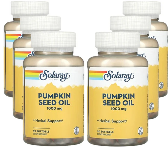 솔라레이 호박씨 오일 1 000mg 90소프트젤, 90정, 6개 - 쿠팡