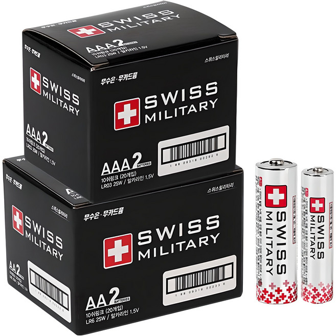 스위스밀리터리 알카라인 건전지 세트 AA 20p + AAA 20p, 1세트