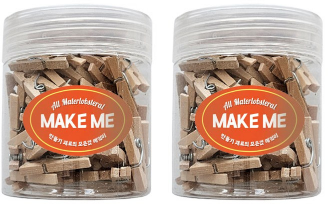 [메잌미] 다용도 원목 나무집게 나무색 (2.5cm/약160개), 1세트