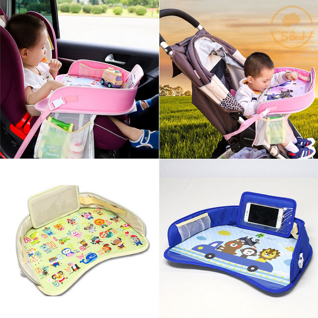 위드미카 캐릭터 카시트 트레이 거치대 방수 테이블 차량용 유모차 외출용품, 라이트블루(Light blue)