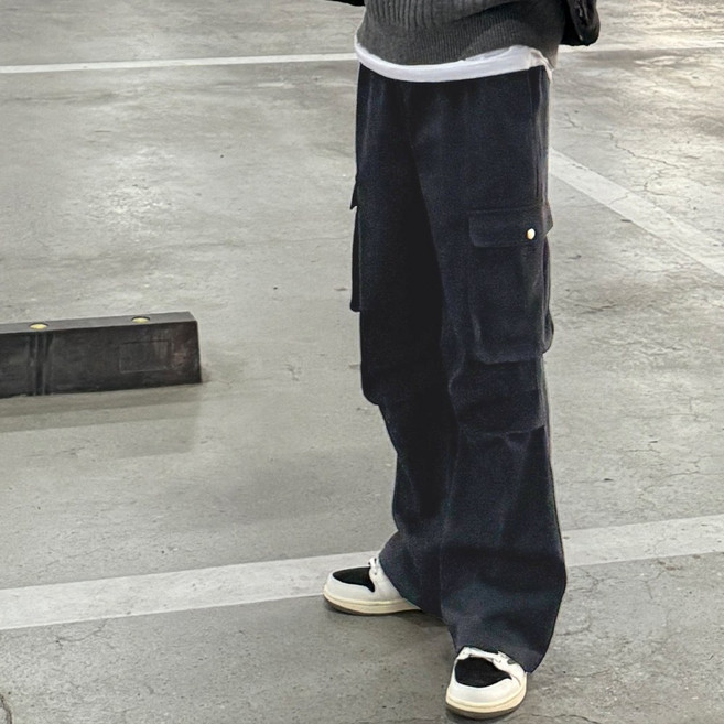 남자카고바지 필립파라슈트 핀턱 코튼 면바지 와이드 밴딩 츄리닝 통큰바지