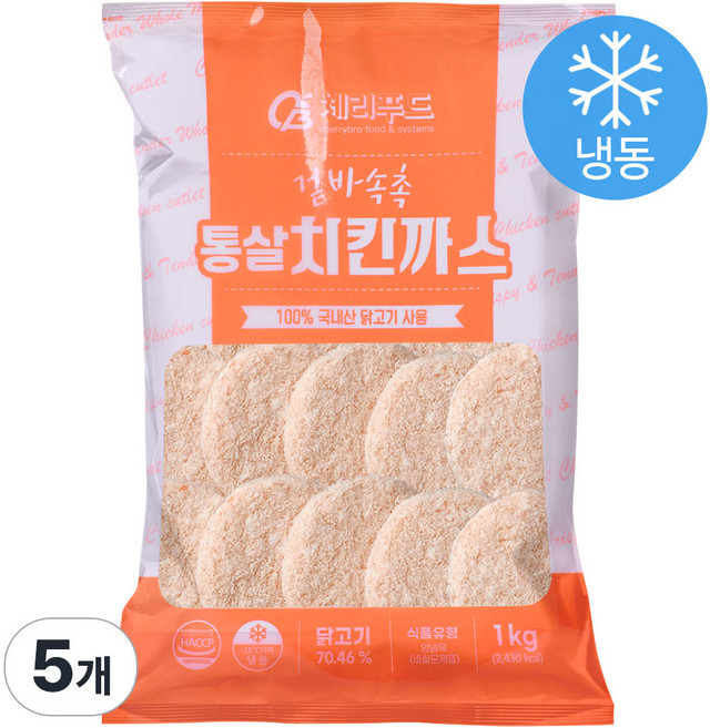 체리푸드 겉바속촉 치킨까스 실속 순살 치킨 바삭 에어프라이어, 5개, 1kg
