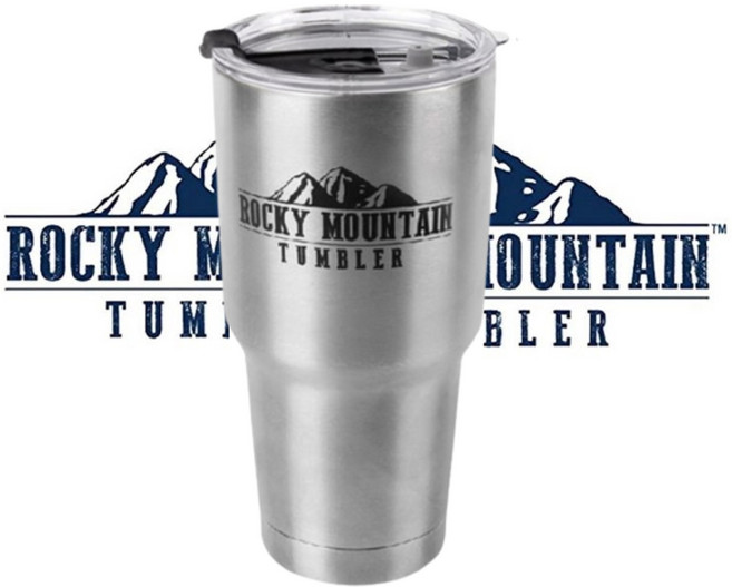 록키마운틴텀블러 (로고) 900ml 화이트 실버 스텐 동코팅 보온보냉 이중진공 내부외부 각인, 텀블러단품(뚜껑포함)