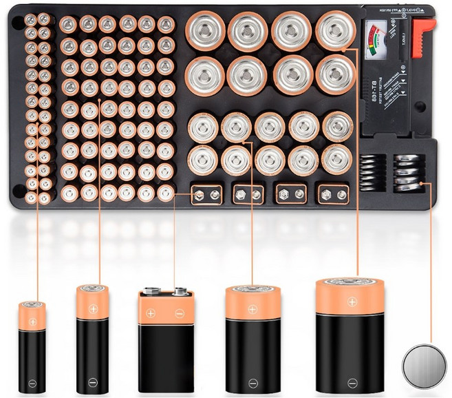 위브온 건전지보관함+건전지테스트기 2ni1, 건전지보관함+테스트기 블랙, 1개