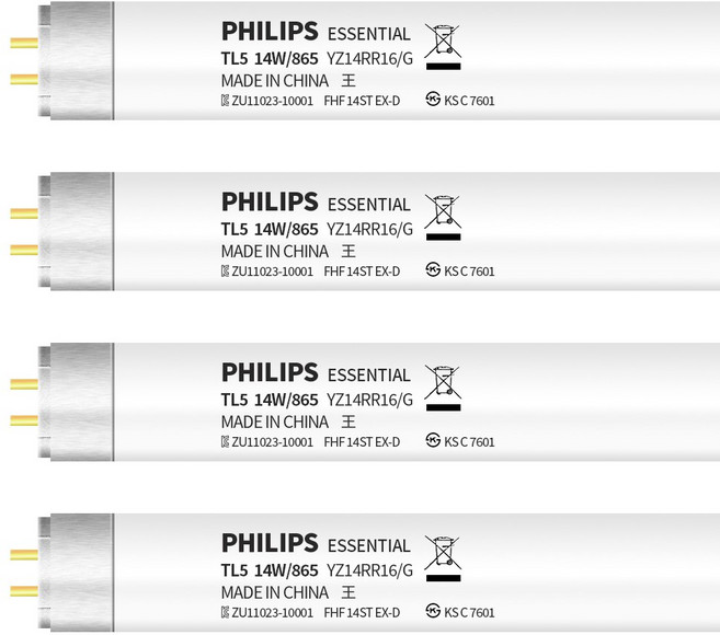 필립스 T5 형광등 600mm TL5 14W 865 주광색(푸른흰빛), 주광색, 4개