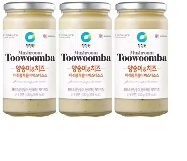 청정원 머쉬룸투움바 파스타소스 350g 3개, 1세트