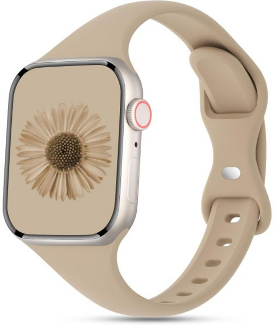 워치 스트랩 원클릭 커스텀 호환 Apple Watch 밴드와 호환되는 슬림 실리콘 밴드 38mm 40mm 41mm 44mm 45mm 46mm 49mm 얇은 소프트 스포츠 좁은, Stone, 42/44/45/46/49mm