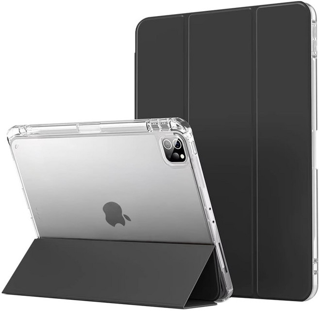 내셔널 리코리아 클리어 에어로 쉴드 애플팬슬 충전 수납홀더 태블릿PC 아이패드 투명케이스 스마트커버 울트라 하이브리드 케이스 for iPad, 블랙, 1개