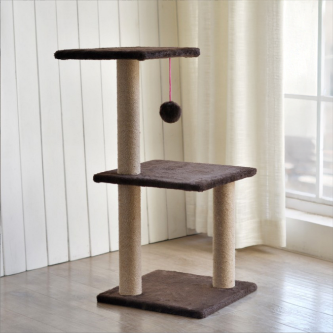 AINI 2단 고양이 스크래쳐 놀이감 멀티 캣타워 대형, 1개, 브라운, 70cm