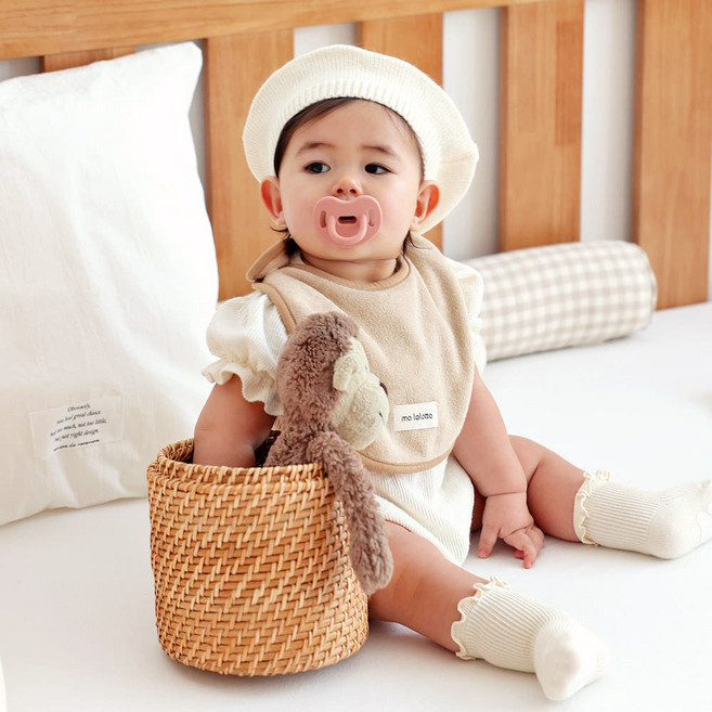 마롤로뜨 테리 원형 아기 턱받이 양면 2겹, 1개, 1개입, 베이지_테리원형턱받이