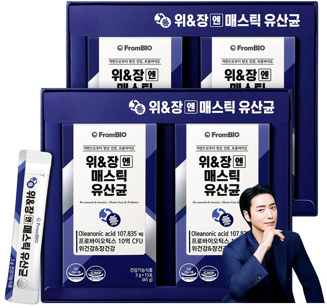 프롬바이오 위 앤 장엔 매스틱 유산균, 15회분, 45g, 4개