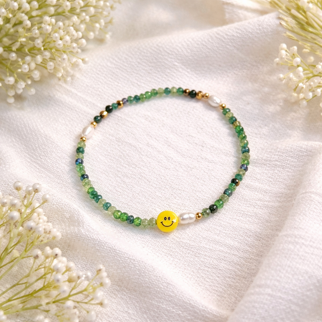 [비마롱] 봄 담수진주 스마일 비즈 팔찌