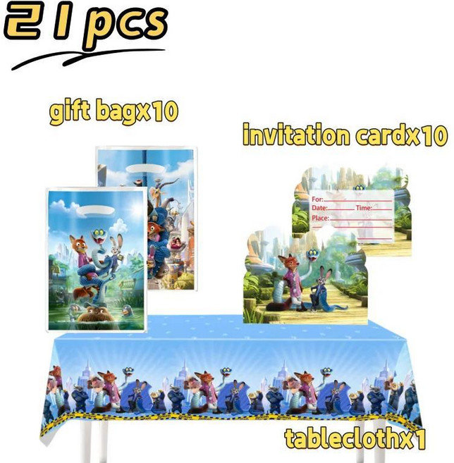 주토피아 생일 파티 테이블웨어 장식 선물 주디 닉 풍선 샤워 홈 데코, 1개, 7. DWC-R-21pcs