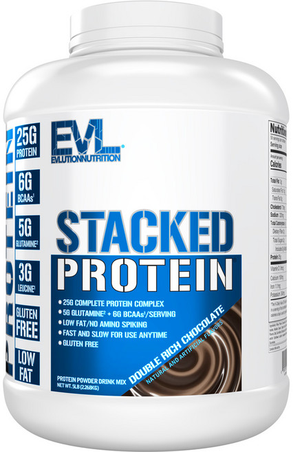EVLUTIONNUTRITION 스택드 프로틴 더블 리치 초콜릿 맛, 2.268kg, 1개