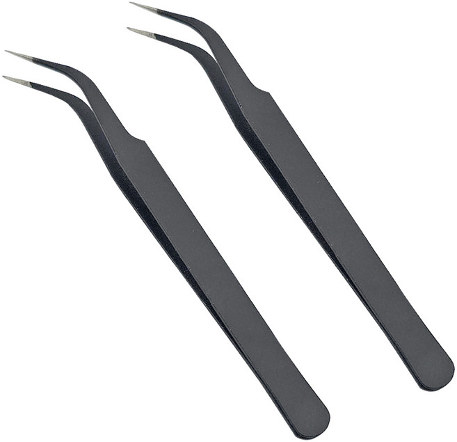 삼팔공스튜디오 정밀 핀셋 트위져 다꾸 공학용, 2개, 커브형-블랙