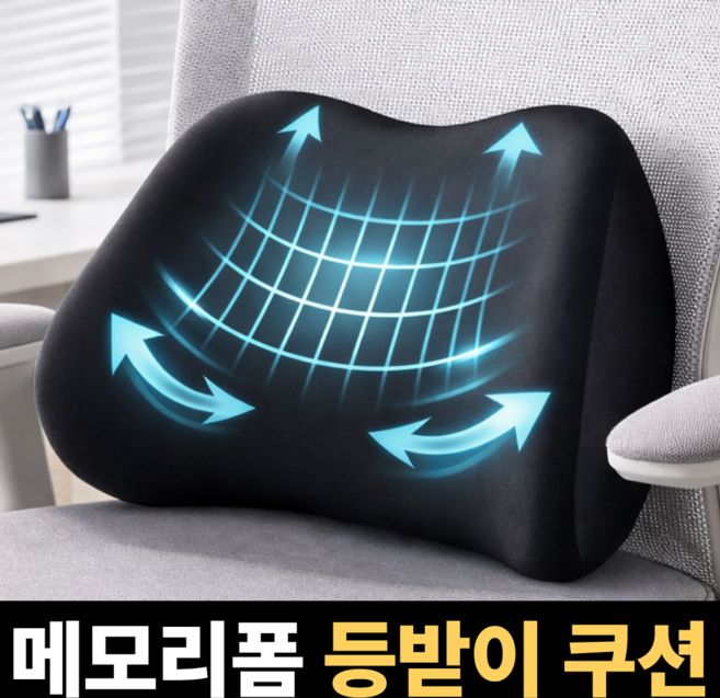 라인오브 메모리폼 허리 등받이 쿠션, 블랙(black)