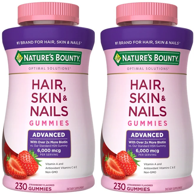 Nature's Bounty (총2병) 네이쳐스 바운티 비오틴 6000mcg 230구미 (헤어 스킨 & 네일), 230정, 2개 - 쿠팡