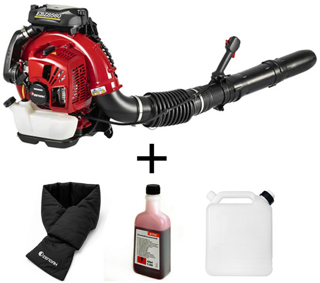 일본 제노아 엔진 브로워 2행정 송풍기 고출력 고성능 낙옆청소 제설 EBZ8560 (2행정 엔진오일 혼합통 목도리 포함), 1개