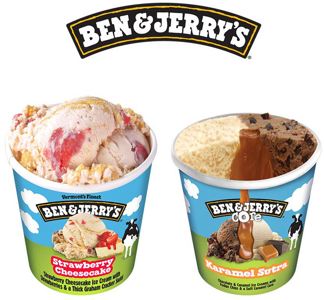 벤앤제리스 파인트 아이스크림 2종 혼합구성(스트로베리치즈케이크+카라멜수트라코어), 2개, 473ml