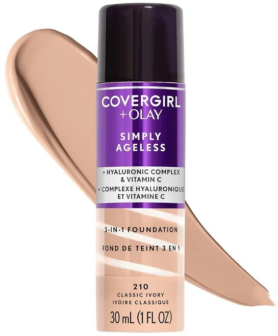 커버걸 + 올레이 심플리 에이지리스 3 in 1 파운데이션 30mL - 클래식 아이보리, 커버걸 + 올레이 심플리 에이지리스 3 in 1 파운데 - 쿠팡