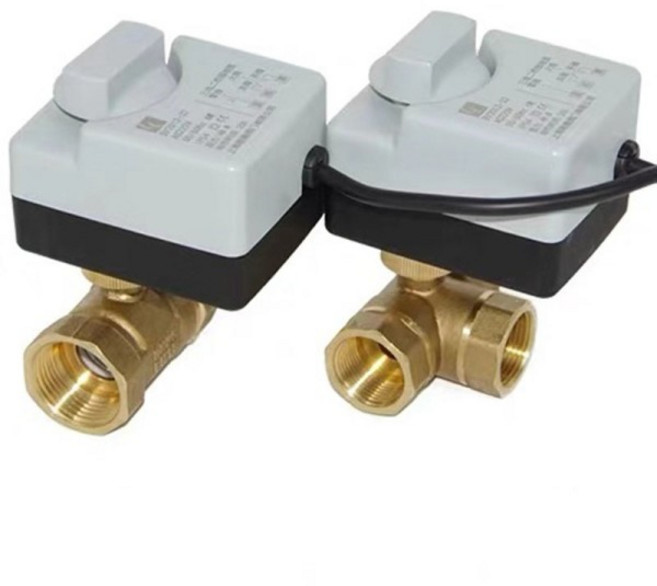 황동 전동 볼 밸브 수동 스위치 포함 3 와이어 2 제어 전기 액추에이터 AC220V 3 웨이 2 웨이 DN15, 1개