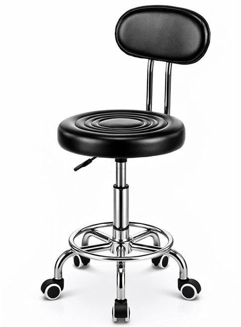 ROYAI ONE 로라타입 작업의자 높이조절 회전 사무용 의자 보조의자, 블랙