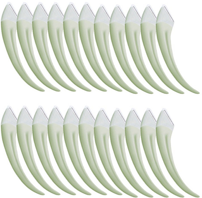 비즈온 미니 휴대용 곡선형 눈썹정리칼, 20개, 그린