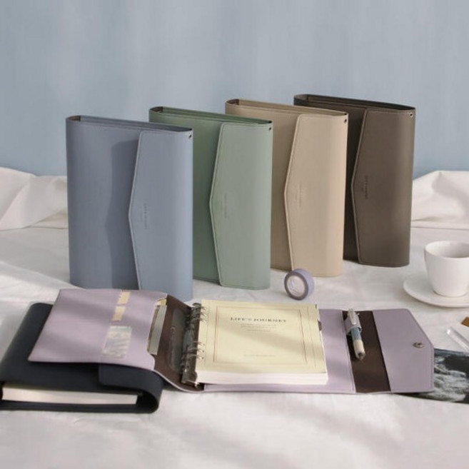 아트박스/문구앤토이스 [아이코닉] 저니 6공 바인더 A5 오거나이저 가죽 커버, 03 라벤더