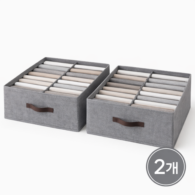 하스몰 대용량 16칸 와이드 의류 옷 정리함, 그레이, 2개