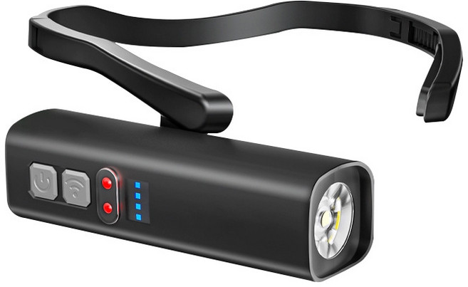強光充電頭燈 戶外專用 1000mAh 夜幕黑, 藍芽款掛耳頭燈, 1個