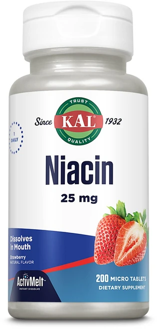 칼 25 Mg 니아신 정제 딸기 200정 Kal 25 Mg Niacin Tablets Strawberry 200 Count, 1개 - 쿠팡