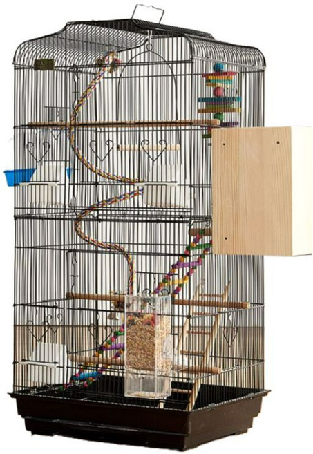 앵무새 중형 새장 액세서리포함 번식 버드케이지 패키지 사육장 철제 인테리어새장 잔디 기본형, 화이트(잔디 둥지 버전), 1개