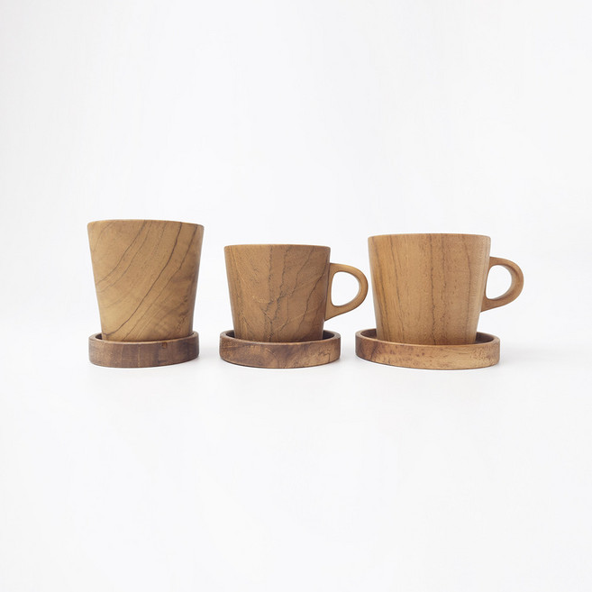 리스탠다드 우드 컵 머그컵 세트, 티크 우드 머그컵 세트 L, 1개