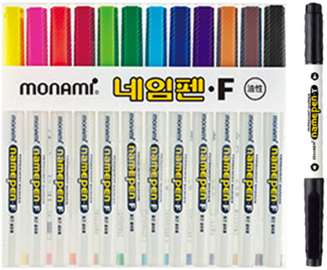모나미 네임펜 F 12종 + T 흑색 세트, 혼합색상, 13개