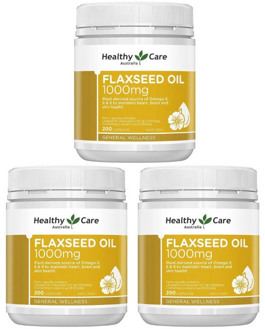 호주 헬시케어 Healthy Care uper Flaxseed Oil 플랙씨드오일 아마씨유 1000mg 캡슐, 3개, 200정