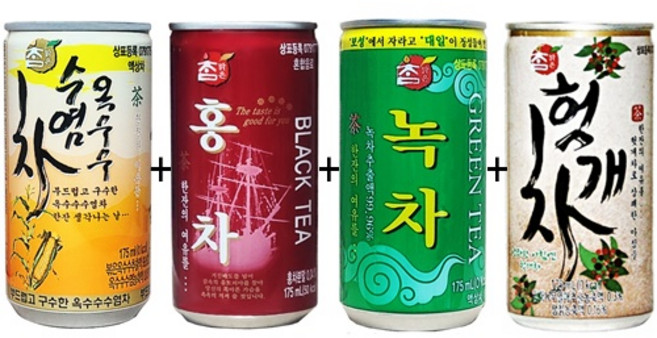 참맑은 녹차 175ml(30캔) + 참맑은 홍차 175ml(30캔) + 참맑은 옥수수수염차 175ml(30캔) + 웅진 헛개차 180ml(30캔), 120개, 175ml