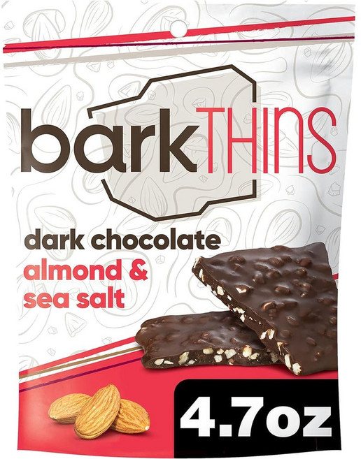 BarkTHINS 바크씬즈 아몬드 앤 씨 솔트 다크 초콜릿 스낵 간식 4.7oz(133g) 3팩, 133g, 3개