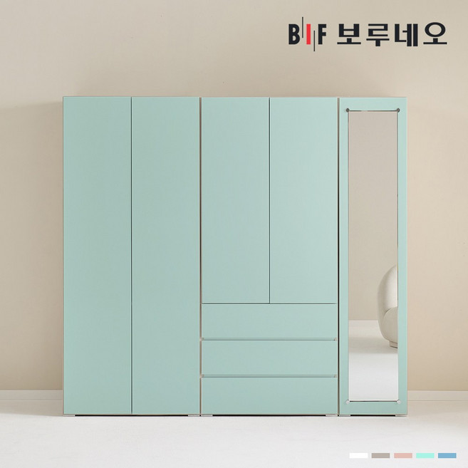 보루네오 비컴 2000 R세트 장롱 장농 이불장 안방 작은방 원룸 6자 7자, 민트 BC089
