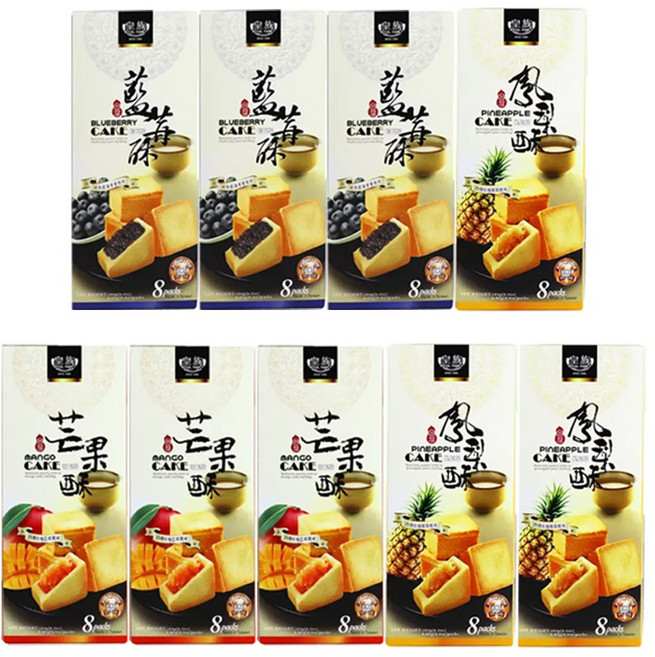 펑리수 대만 케이크 184g 블루베리 3개 + 파인애플 3개 + 망고 3개 (총9개) 사무실간식 대만케익, 9개