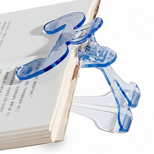 [ 2개세트 ] 루루이즈 크리스탈 북클립 휴대용 미니 독서대, 2개, 블루
