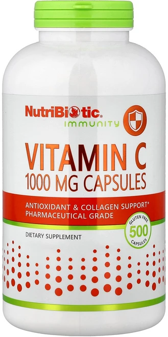 NutriBiotic 면역력 비타민C 1 000mg 캡슐 500정 NutriBiotic (뉴트리바이오틱), 1개, 60정 - 쿠팡
