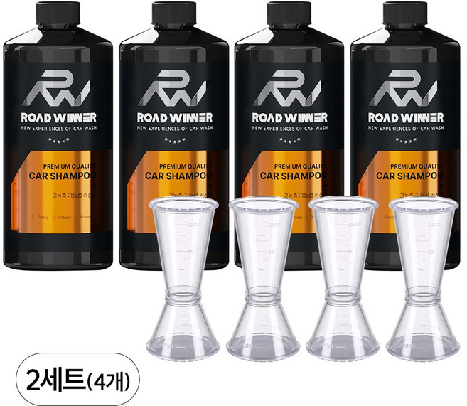 로드위너 대용량 고농축 카샴푸 1000ml 2p + 계량컵 2p 세트, 1L, 4개